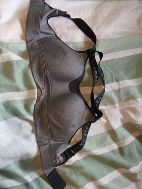 Under Armour Gray Medium-Impact Sports Bra with Branded Straps